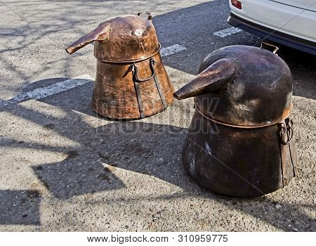 Old Copper Hooch Is Sold At The Flea Market In Georgia In Tbilisi