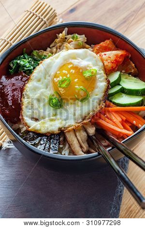 Authentic Korean Cuisine Vegetarian Cold Bibimbap Dinner