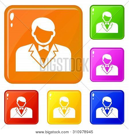 Croupier Icons Set Collection 6 Color Isolated On White Background