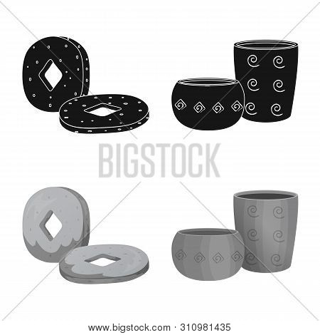 Vector Illustration Of Evolution And Neolithic Logo. Set Of Evolution And Primeval Stock Vector Illu