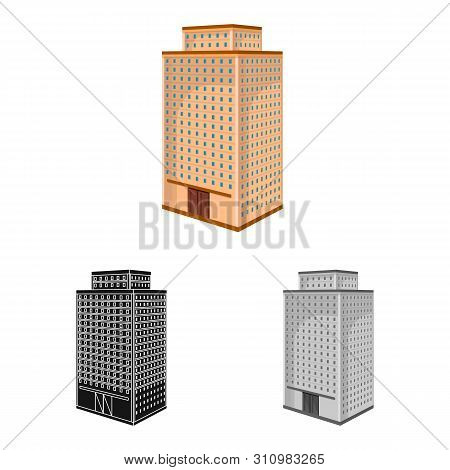 Vector Design Of Office And House Logo. Set Of Office And Skyscraper Stock Symbol For Web.