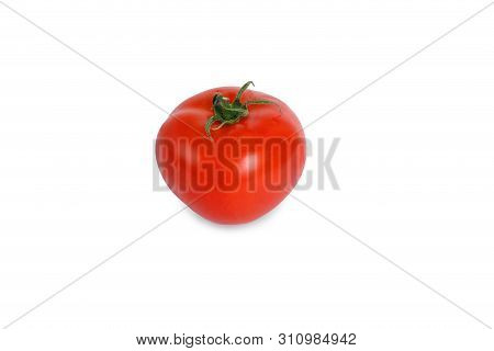 Fresh Red Tomato Isolated On White Background. Side View. Close Up