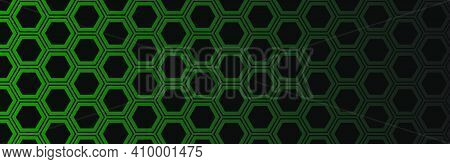 Abstract Background Of Green And Black Hexagon