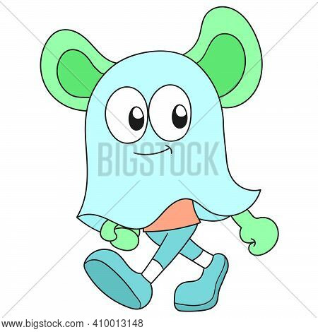 Animals Wearing Halloween Costumes. Doodle Icon Image. Cartoon Caharacter Cute Doodle Draw