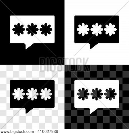 Set Password Protection And Safety Access Icon Isolated On Black And White, Transparent Background. 