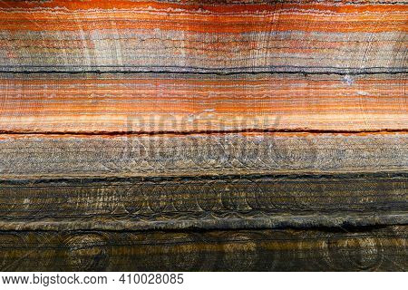 Underground Multicolor Background Fragment With Traces Of Large Drilling Equipment On Wall In Potass