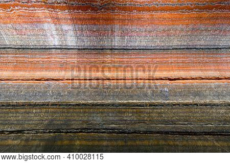 Underground Multicolor Background Fragment With Traces Of Large Drilling Equipment On Wall In Potass