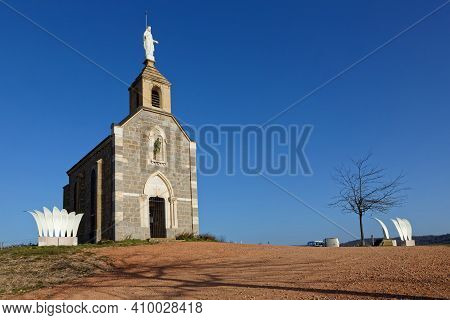 La Chapelle De La Madone (chapel Of The Madonna) Dominates The Vineyards Of Beaujolais In Fleurie