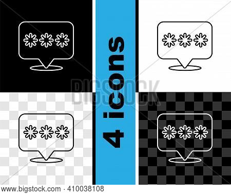 Set Line Password Protection And Safety Access Icon Isolated On Black And White, Transparent Backgro