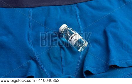 Poison Bottle Newbie On The Background Of Underwear. Chemical Weapons Concept New To Navalny