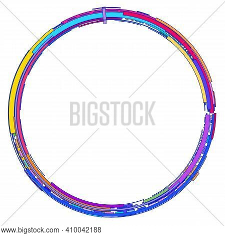Circle With Colored Geometric Shapes On White Background