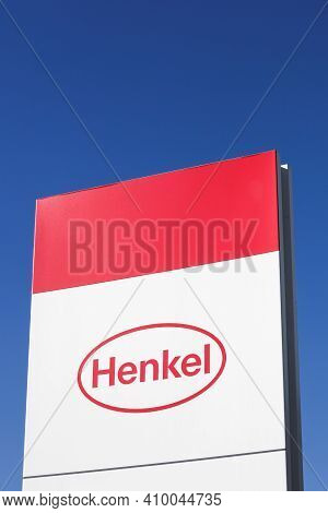 Arnas, France - September 8, 2018: Henkel Logo On A Panel. Henkel Is A German Chemical And Consumer 