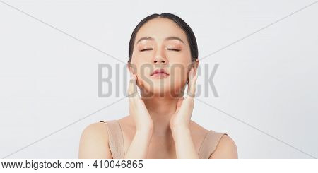 Young Asian Woman Beauty Face Make Up For Skincare Cosmetic