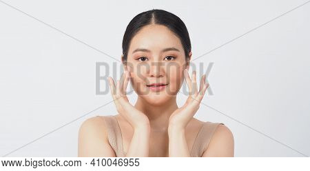 Young Asian Woman Beauty Face Make Up For Skincare Cosmetic