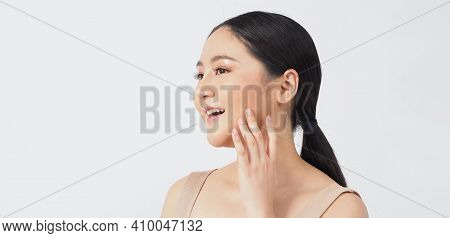 Young Asian Woman Beauty Face Make Up For Skincare Cosmetic