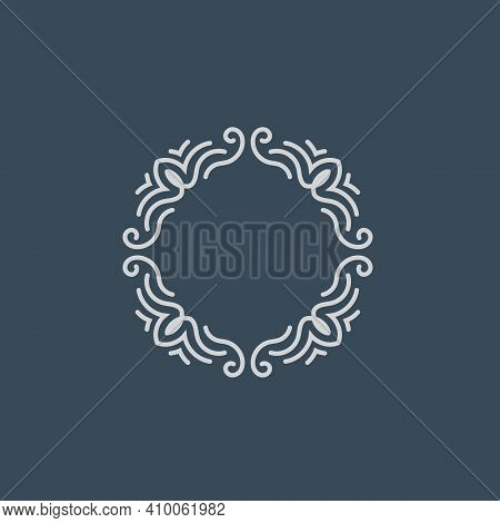 Elegant Circular Mandala Frame With Grey Bsckground