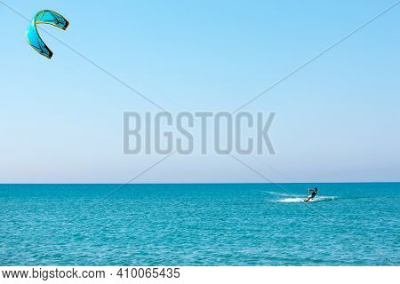 Rhodes Island, Greece - July, 26, 2019: Kitesurfers On The Prasonisi Beach - Most Femous Kitesurfing