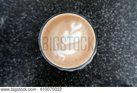 Moccacino Coffee On The Table.  A Cup Of Coffee Isolated On The Table