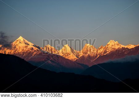 Panchachuli Peaks Of Himalayas From Munsyari, Uttarakhand India