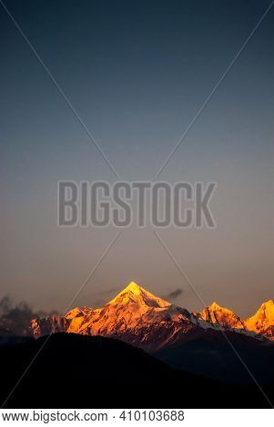 Panchachuli Peaks Of Himalayas From Munsyari, Uttarakhand India