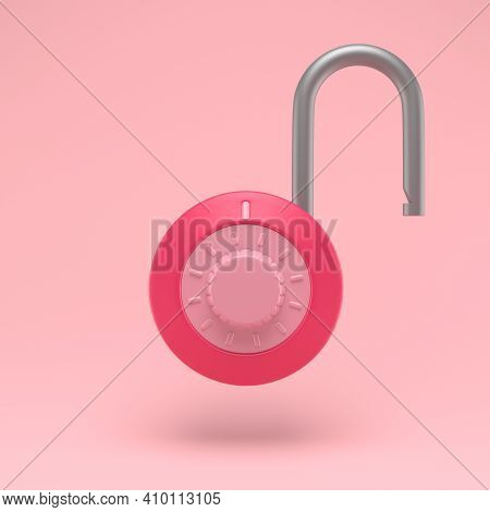 Padlock Icon Simple 3d Illustration On Pastel Abstract Background. Lock With Combination. Minimal Co