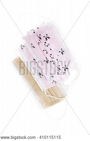Medical Protective Mask On White Background, Prevent Coronavirus, Protection Factor For Wuhan Virus