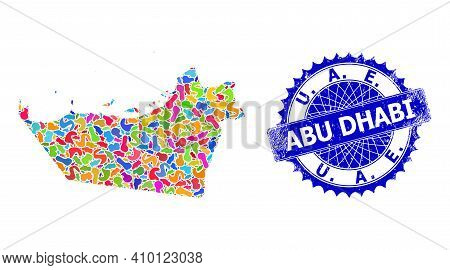 Abu Dhabi Emirate Map Vector Image. Spot Mosaic And Unclean Seal For Abu Dhabi Emirate Map. Sharp Ro