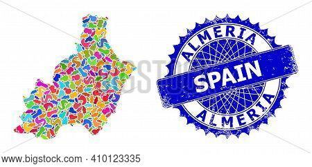 Almeria Province Map Flat Illustration. Spot Collage And Unclean Seal For Almeria Province Map. Shar