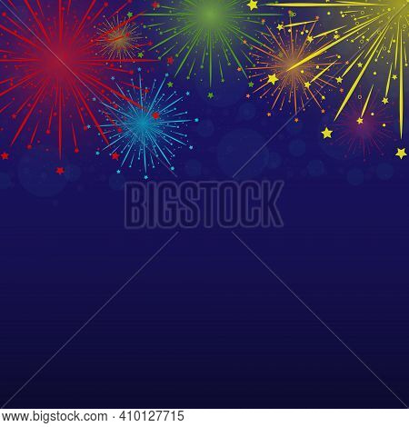 Colored Fireworks. Seamless Background With Colorful Fireworks For Banners, Posters, Postcards, Text
