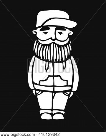 Hipster With Beard. Hand-drawn Doodle. Vector Illustration - Stock Vector. Hand Drawn Cartoon Charac