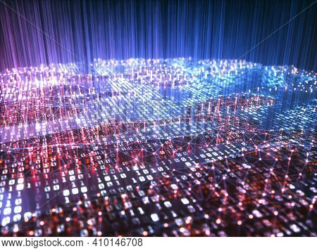 Abstract Background Of Binary Codes. Technology Concept 3d Illustration.