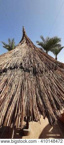 The Texture Of The Gatural Straw. Canopy From The Sun