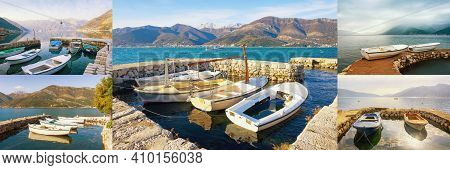 Mandrac ( Mandrach ) Is Stone Jetty, Cultural Heritage In Kotor Bay. Montenegro, Adriatic Sea. Colla