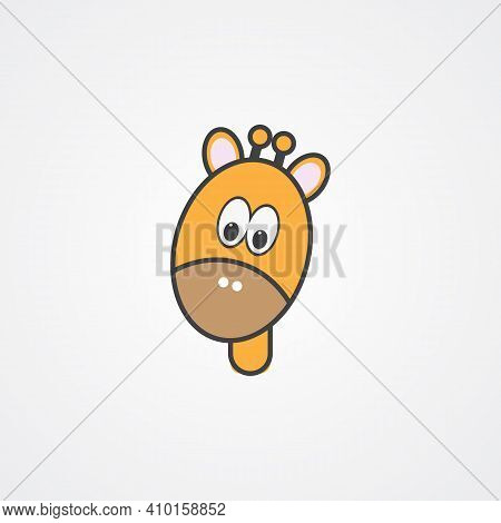 Giraffe Animal Face. Vector Cute Head Of African Giraffe. Realistic Savannah Wild Fur Funny Giraffe 