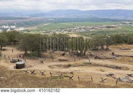 Sevastopol, Crimea, Russia - July 28, 2020: Exposition Of Defensive Fortifications And Captured Equi