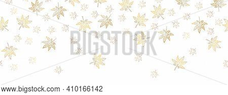 Repeatable Old Maple Leaves Falling Border Design With White Background .vector Illustration