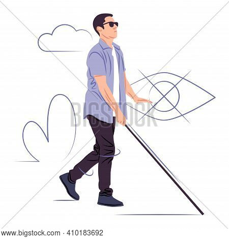 Vector Blind Man In Shadow Of Sharp Lines Style