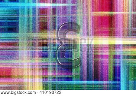 Epsilon Sign. Epsilon Letter, Greek Alphabet Symbol, Colorful Checkered Background