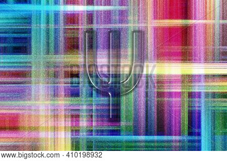 Psi Sign. Psi Letter, Greek Alphabet Symbol, Colorful Checkered Background