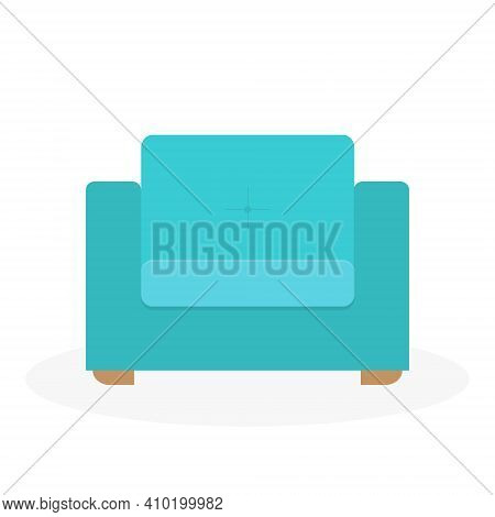 A Cozy Green Chair. An Interior Item. Flat Vector Illustration