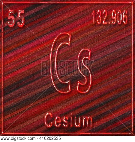 Cesium Chemical Element, Sign With Atomic Number And Atomic Weight, Periodic Table Element