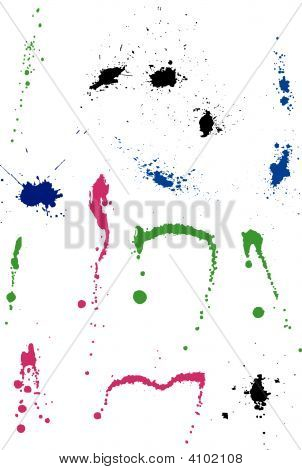 Set di 15 spruzzi d'inchiostro multicolore e macchie