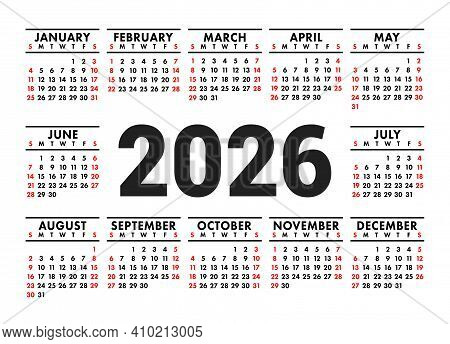 Calendar 2026. Vector & Photo (Free Trial) | Bigstock