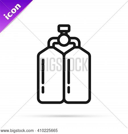 Black Line Aqualung Icon Isolated On White Background. Oxygen Tank For Diver. Diving Equipment. Extr