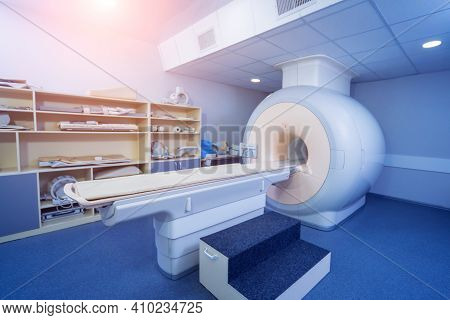 Magnetic Resonance Imaging Diagnostics Machine In Modern Medical Center