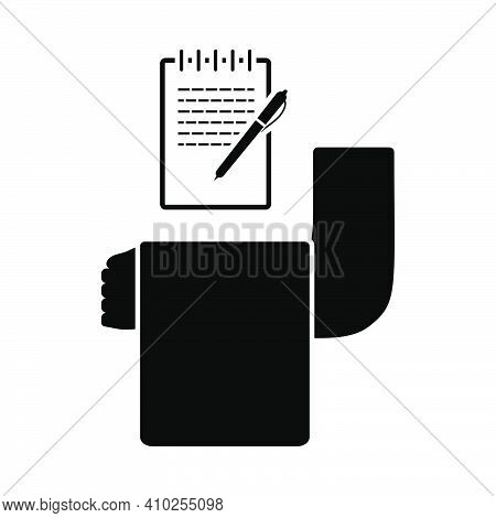 Waiter Take Oder Icon. Black Stencil Design. Vector Illustration.