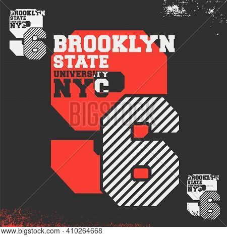 Brooklyn State University Nyc Print For T-shirt Stamp, Tee Applique, Fashion Typography, Badge, Labe