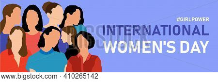 International Women's Day. Vector Template With For Card, Poster, Flyer And Other Users