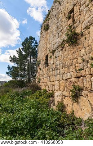 The Outer Walls Of The Ruins Of Crusader Fortress Chateau Neuf - Metsudat Hunin Is Located At The En