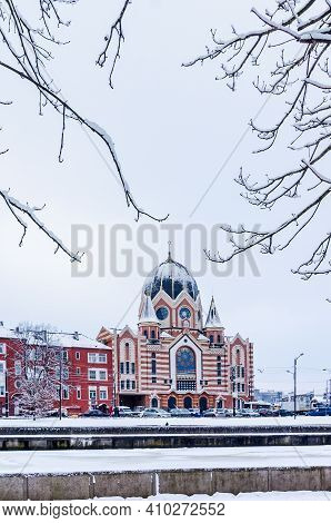 Kaliningrad, Russia, January 29, 2021. The New Liberal Synagogue. House Of Prayer For The Jewish Com